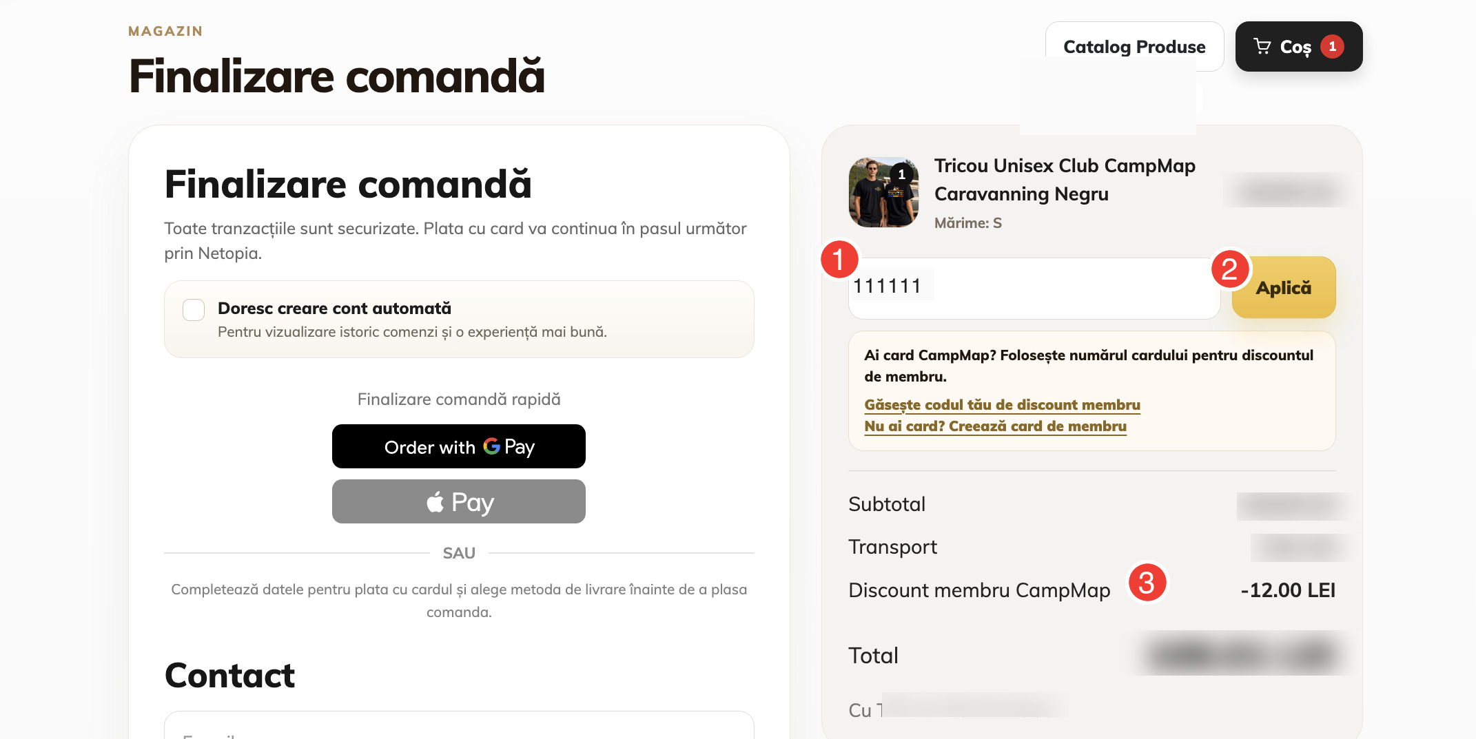 Introdu numărul cardului în checkout pentru discount