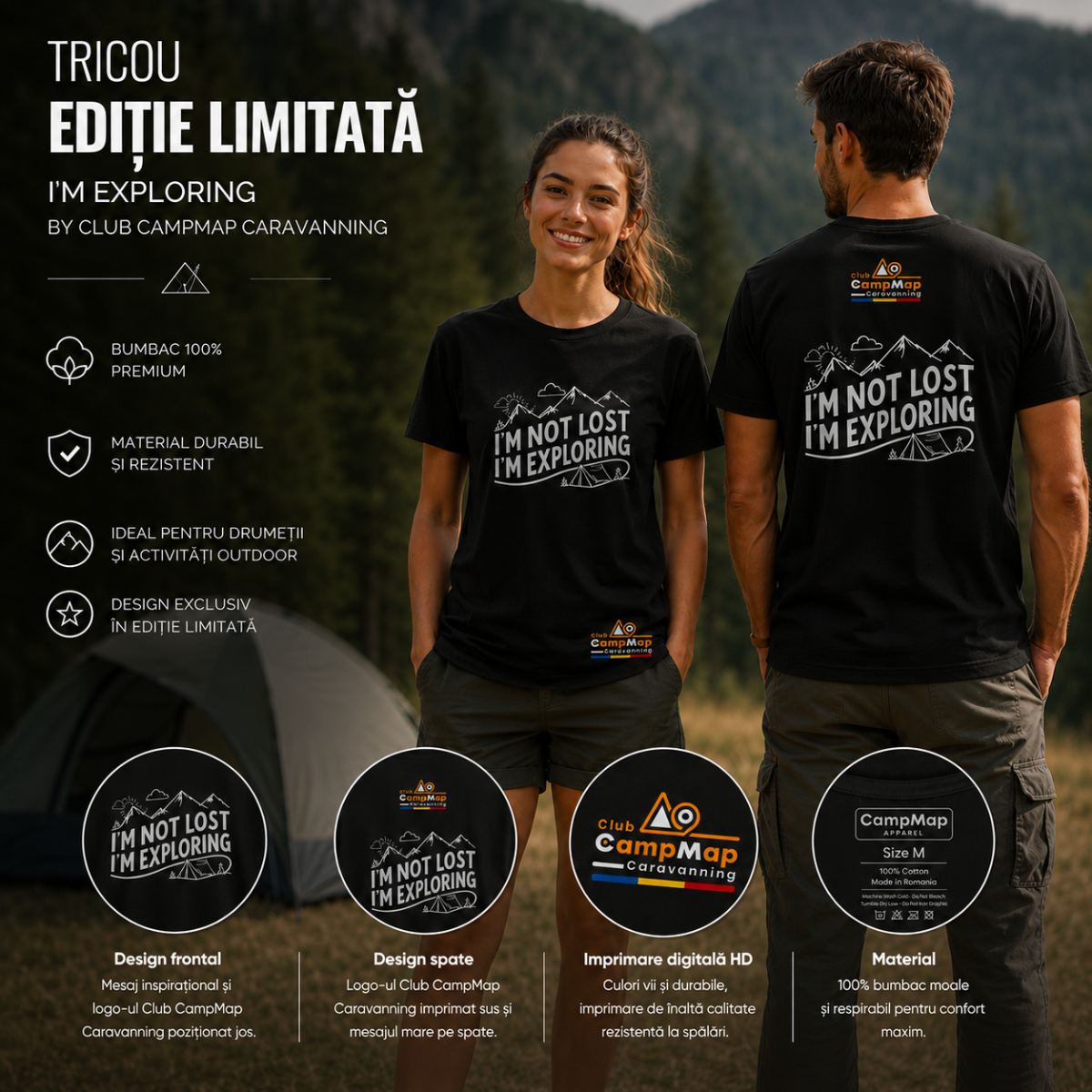 Tricou Limited Edition by Club CampMap Caravanning - Unisex Negru